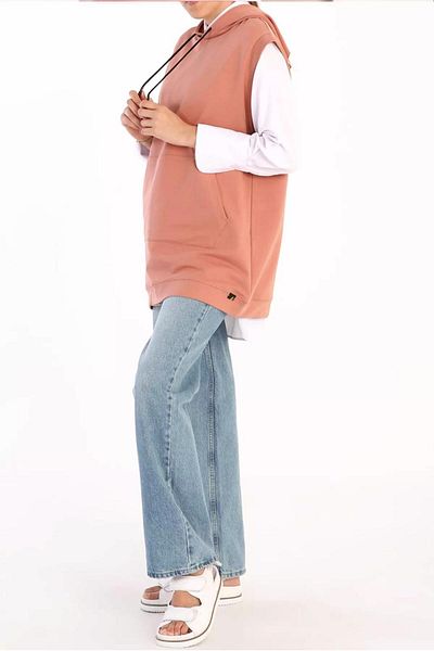 TRENDTESETTÜR Women's Pink (ROSE) Hooded Pocket Cotton Sweater 60059