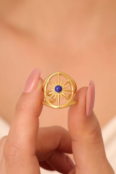 Feyz Tasarım Polar Star Model Agate Stone Ring