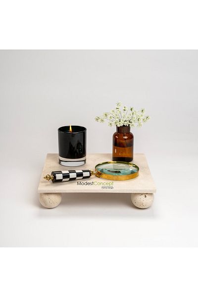 Modestmar Travertine Ball Footed Presentation 25X25Cm