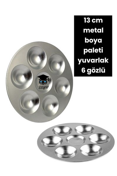SEYFİKİRTASİYE 13 cm Metal Paint Palette - 6 Eyes Round