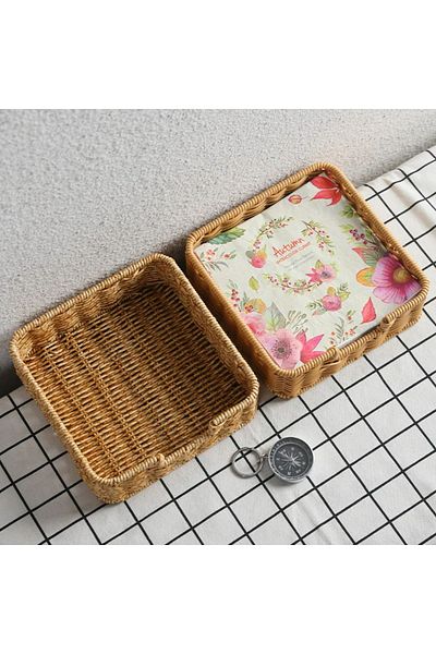 Kitchen Dream Rattan Square Napkin Holder - Table Top Organizer