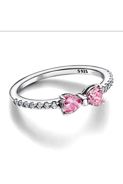 Hector&Co. Jewellery Gümüş Işıltılı Pembe Fiyonk Yüzük