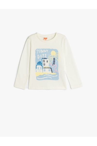 Koton Beige Girl's Long Sleeve T-Shirt