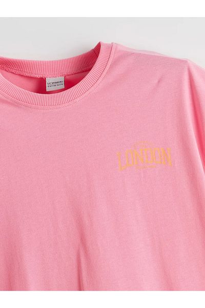 LC Waikiki LCW Παιδικό ροζ λαιμόκοψη Λονδίνο με στάμπα για κορίτσια