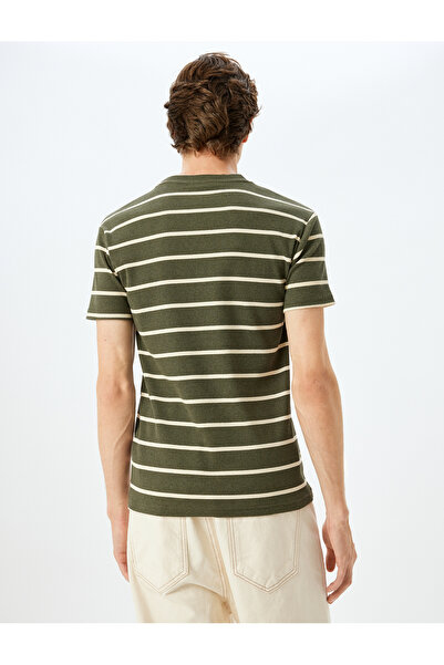 Koton khaki stripe Slim Fit T-Shirt