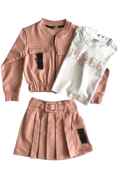 Arya Nisa Kids Дівчача рожева спідниця з воланами, піджак і футболка, 3-предм...