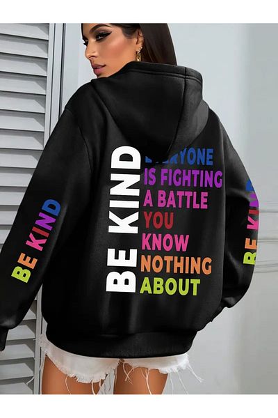 LAND MODA Unisex Μαύρο φούτερ με στάμπα BACK