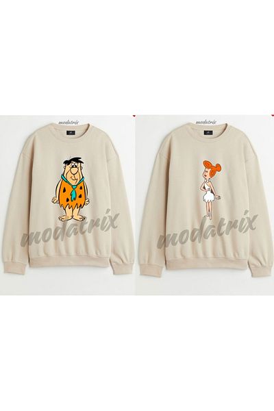 TİREde giyin Φούτερ Flintstone Family Mother Father, Φούτερ Flintstone Mother Father