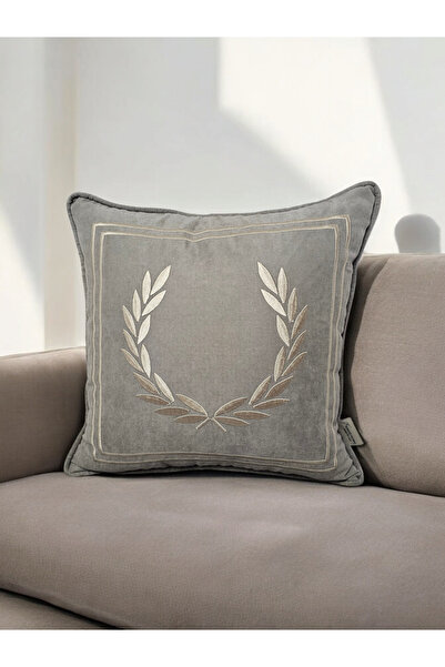 NAKIŞ HOME DESİGN Nakışlı Işlemeli Biyeli Başak Desen Kırlent Kılıfı 42x42 Cm