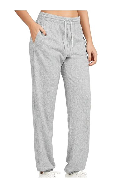 CAONNES Jogger casual cu talie înaltă pentru femei de culoare gri, confortabi...