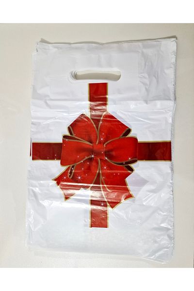 morlalem m 50Pcs 31X43Cm Pouch Bags Gift Bag, Red Ribbon Color Printed Plastic Packaging