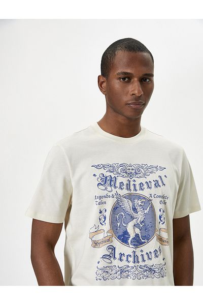 Koton Slogan Printed Crew Neck T-Shirt
