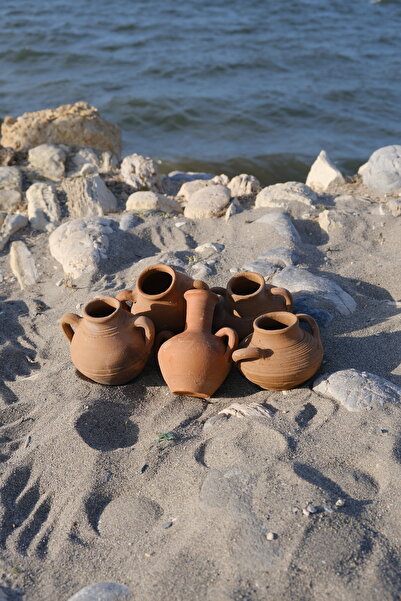 Rizzo Home El Yapımı Çift Kulplu Doğal Toprak Seramik Vazo