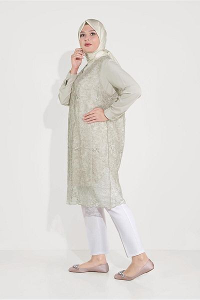 TRENDTESETTÜR Γυναικείο Κρεμ Κορδόνι Glitter Double Tunic 20050