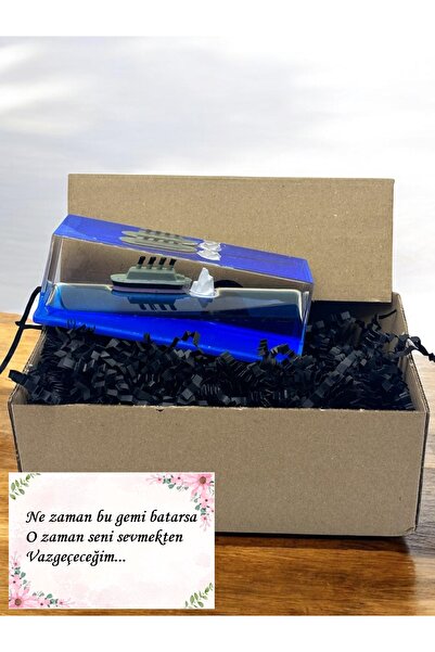 Lapidaria Batmayan Aşk Gemisi Sevgililer Günü Hediyesi Batmayan Gemi Akvaryum Süsü Özel Kutulu ve Notlu