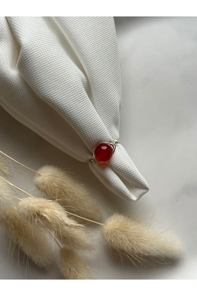 PelvedDesign 8 mm Karnelyan Taşı Gümüş Tel Yüzük El Yapımı