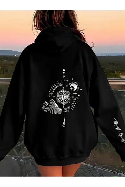LAND MODA Φούτερ Unisex με μαύρο στάμπα