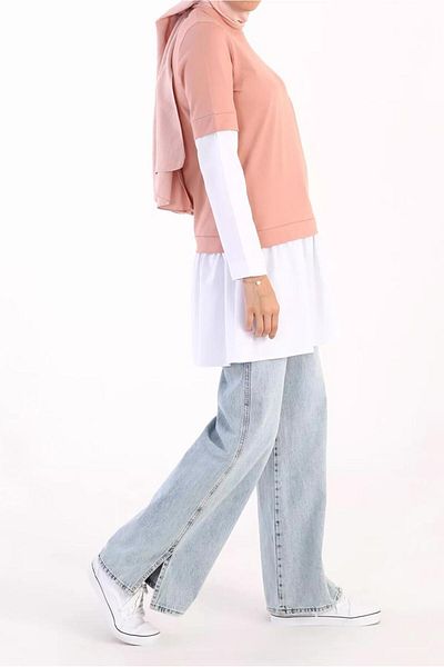 TRENDTESETTÜR Women's Powder Two Color Tunic 66005
