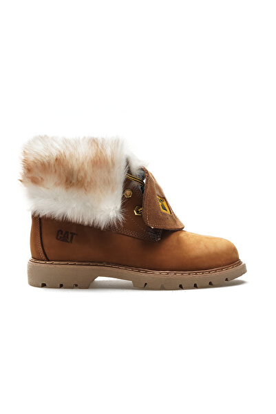 Cat Women's Genuine Leather Fur Detailed Casual Boots (36-40) 22K Utah Fur Z Cinnamon Nubuck
