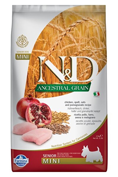 N&D Düşük Tahıllı Tavuklu Narlı Yaşlı Mini Köpek Maması 2.5kg