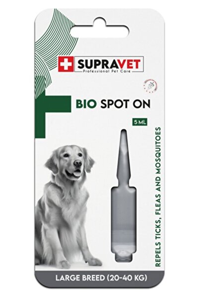 Supravet Large Breed Dog Skin and Coat Care Oil; Lice Flea Tick External Parasite Repellent 20-40 kg
