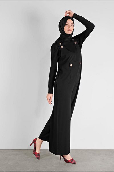 TRENDTESETTÜR Γυναικείο μαύρο κουμπιά Gilet 41118