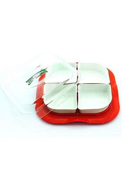 İndiriminVar 2 Pieces of Breakfast Jam Honey Olive Serving Set with 4 Bowls - Set with Lid