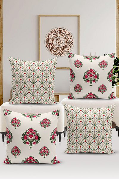 Bertille Home Seria Ramadan - Set de 4 huse de pernă cu imprimare digitală pe două fețe