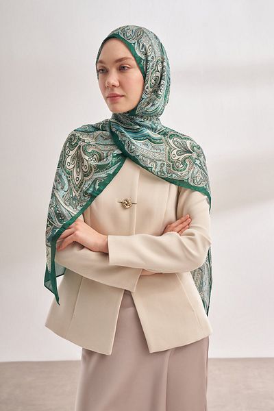 ARMANDA Emerald Mystic Patterned Imported Voile Shawl