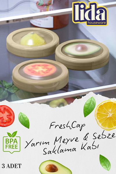 Lida Houseware 3-Piece Cut-Out Fruit and Vegetable Non-Mashing No Smell Less Space-Covering Silicone Storage Container