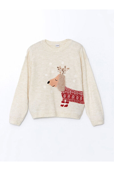 LC Waikiki Πλεκτό πουλόβερ για κορίτσια με χριστουγεννιάτικο θέμα LCW Kids Ec...