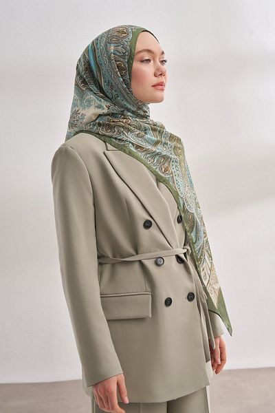 ARMANDA Khaki Imported Voile Shawl - Mystical Pattern
