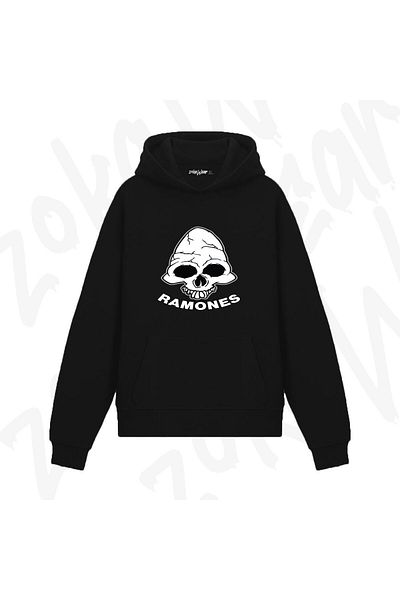 exans Ramones Design Printed Hooded Sweatshirt