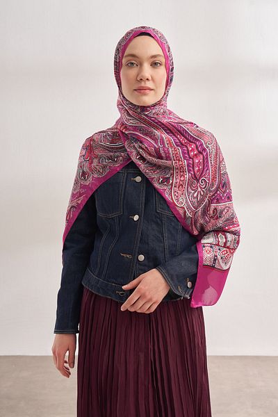 ARMANDA Fuchsia Mystic Patterned Imported Voile Shawl