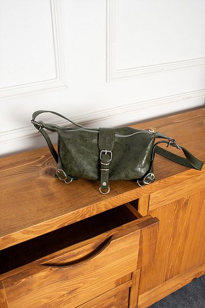 Mojeva Geantă de mână și de umăr pentru femei Luce Khaki Premium din piele vintage cu curea reglabilă