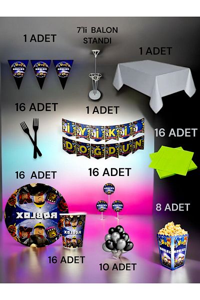 VibeHome 16 Person Roblox Themed 2XL Pack - Birthday Party & Fun Events