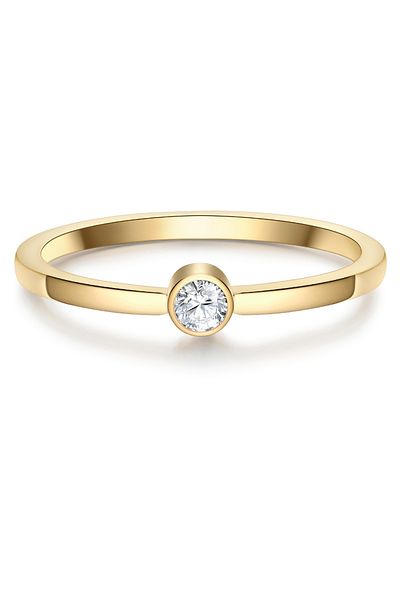 eastside Edelstahlring Ring Edelstahl Gelbgold Zirkonia Weiß