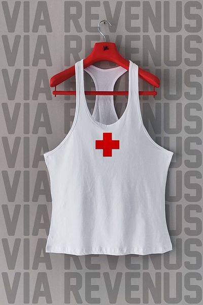 Vordevia قميص رياضي بدون أكمام مطبوع من الأمام والخلف من Lifeguard / Lifeguard