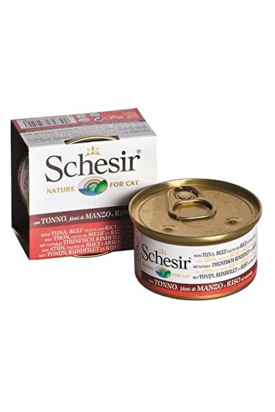 Schesir طعام القطط شيزر المعلب بالتونة ولحم البقر مع الأرز في ماء الطهي - 85 ...