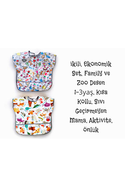 yorni 2 Adet, Ekonomik Set, 1-3yaş, Family ve Zoo Desen, KISA Kollu, Sıvı Geç...