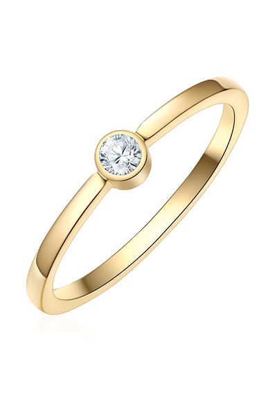 eastside Edelstahlring Ring Edelstahl Gelbgold Zirkonia Weiß