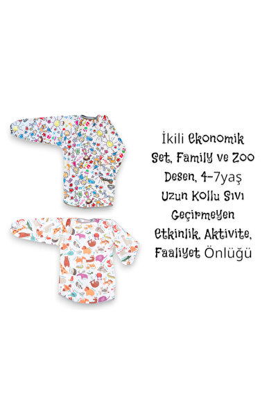 yorni 2 Adet, Ekonomik Set, 3-6 yaş, Family ve Zoo Desen, UZUN Kollu, Sıvı Ge...