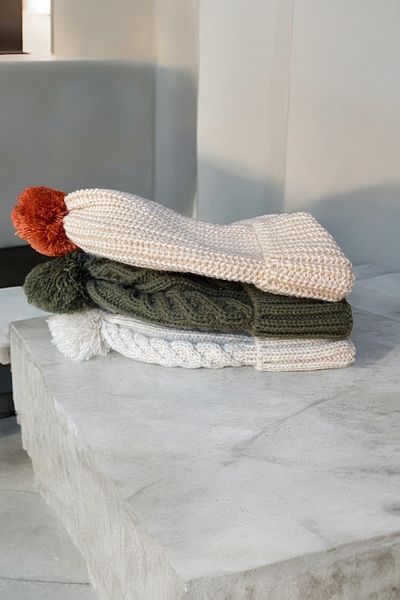 AYDINER TEKSTİL Unisex Baby & Kids 3-Piece Beanie Set with Pompom (3-8 Years)