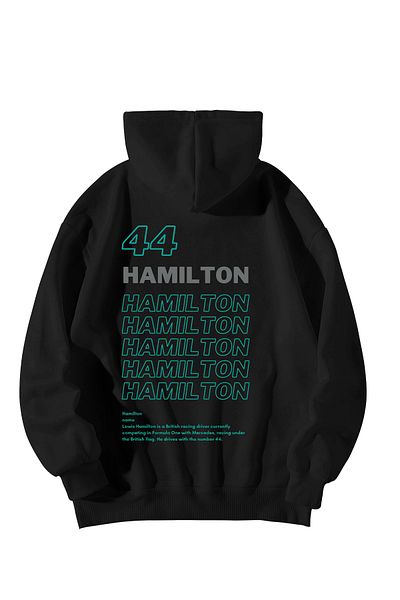 Scrovtie Black Women's Men's F1 Legend Lewis Printed Kangaroo Pocket Hoodie