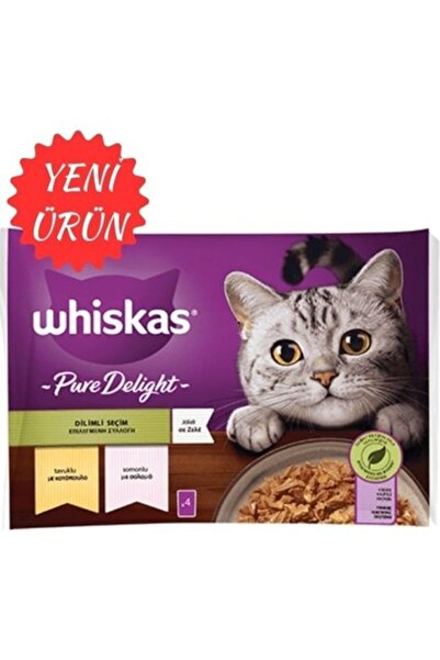 Whiskas Pure Delight Dilimli Seçim Tavuklu Ve Somonlu Yaş Mama 4x85 gr (13 ADET)