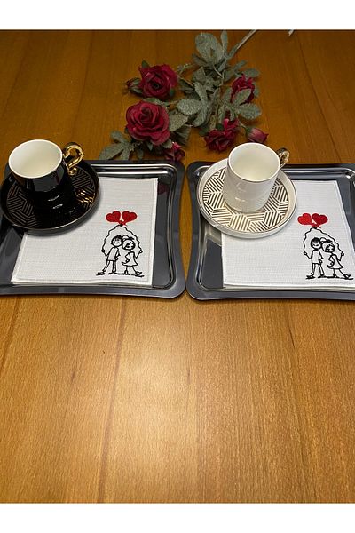 Smiling Home 2 Valentine's Love Themed Cocktail Presentation Napkins