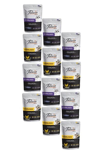 Felicia Tahılsız Yetişkin Sterilised Kısırlaştırılmış Yaş 85 gr Karışık Paket...