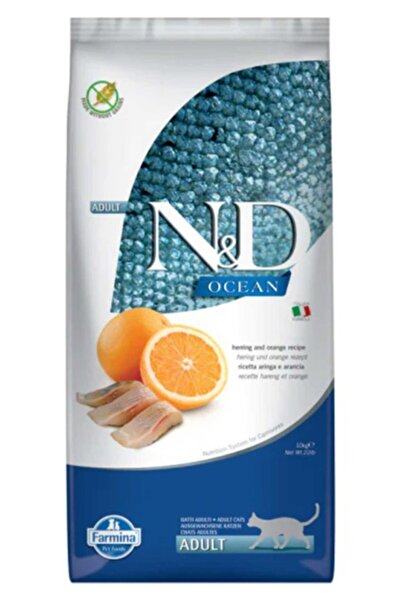 N&D Ocean Tahılsız Ringa Balığı ve Portakallı Yetişkin Kedi Maması 10 kg
