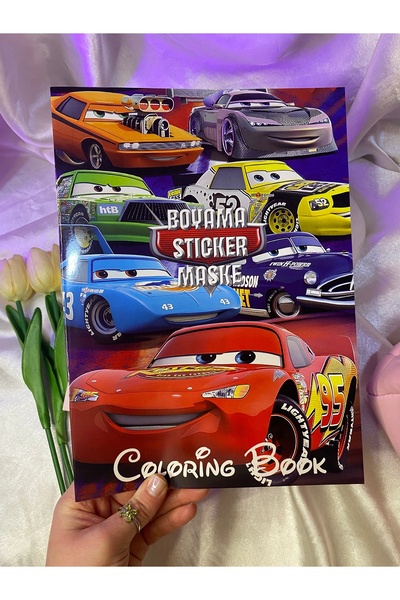 CARS Arabalar filmi karakterli şimşek maqqueen boyama kitabı cars boyama sticker ve maske hediyeli