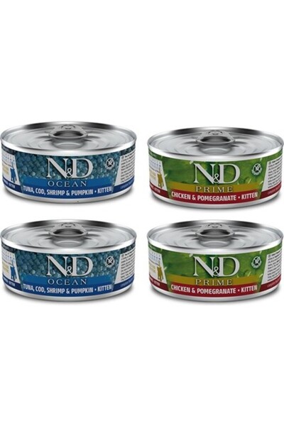 N&D Kitten 4 Adet(2-TAVUK NAR 2-BALIK)yavru Yaş Mama